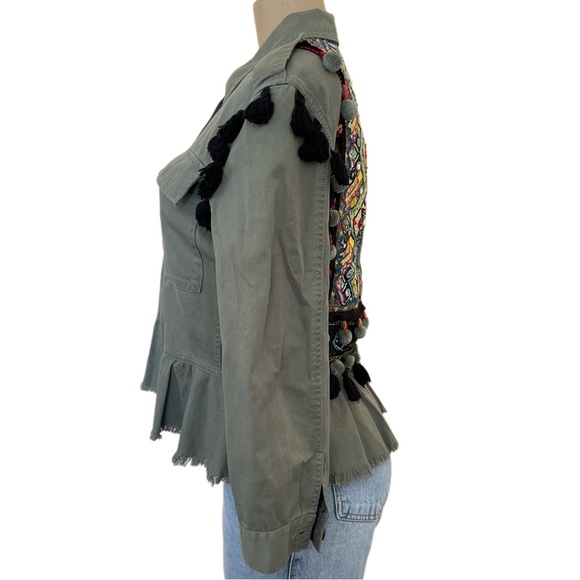 Zara army green embroidered jacket - Picture 6 of 12